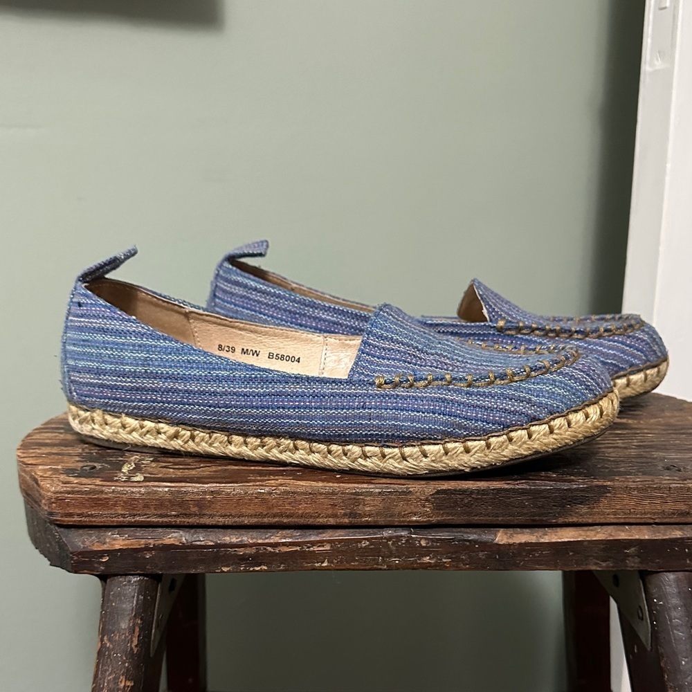 Børn Sitton Blue Multi Striped Canvas Moc-Toe Espadrilles